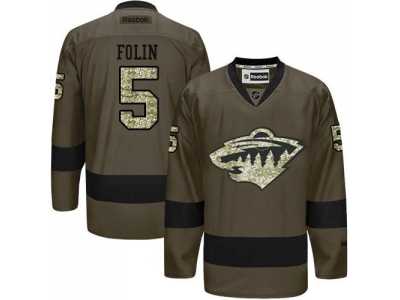 Minnesota Wild #5 Christian Folin Green Salute to Service Stitched NHL Jersey
