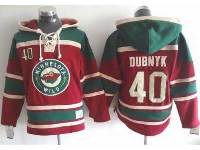 NHL Minnesota Wild #40 Devan Dubnyk Red Sawyer Hooded Sweatshirt Stitched Jerseys