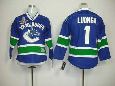 youth nhl vancouver canucks #1 luongo blue[2011 stanley cup]