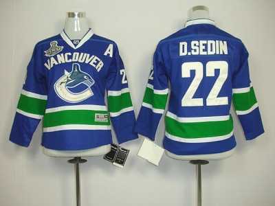 youth nhl vancouver canucks #22 d.sedin blue[2011 stanley cup]