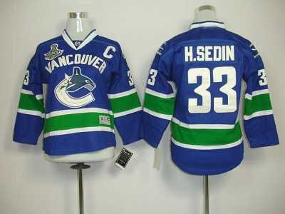 youth nhl vancouver canucks #33 h.sedin blue[2011 stanley cup]