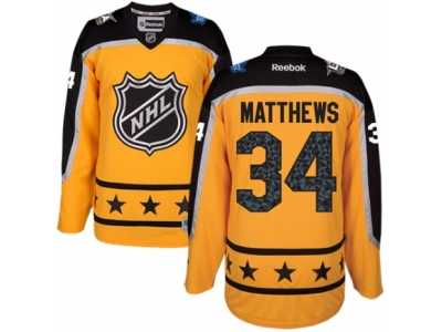 Youth Reebok Toronto Maple Leafs #34 Auston Matthews Authentic Yellow Atlantic Division 2017 All-Star NHL Jersey
