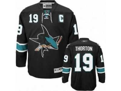 NHL San Jose Sharks #19 Joe Thornton Black Jersey(C Patch)