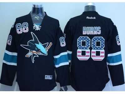 San Jose Sharks #88 Brent Burns Black USA Flag Fashion Stitched NHL Jersey