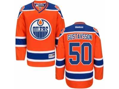 Men's Reebok Edmonton Oilers #50 Jonas Gustavsson Authentic Orange Third NHL Jersey
