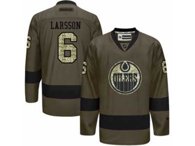 Men's Reebok Edmonton Oilers #6 Adam Larsson Authentic Green Salute to Service NHL Jersey