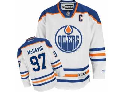 Men's Reebok Edmonton Oilers #97 Connor McDavid Authentic White Away C Patch NHL Jersey
