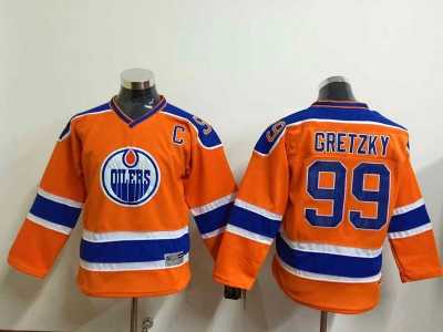 Youth NHL Edmonton Oilers #99 Wayne Gretzky Orange Stitched jerseys