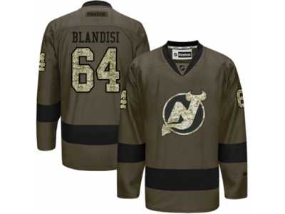 Men's Reebok New Jersey Devils #64 Joseph Blandisi Authentic Green Salute to Service NHL Jersey