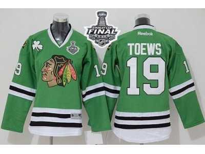 NHL Youth Blackhawks #19 Jonathan Toews Green 2015 Stanley Cup Stitched Jerseys