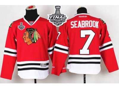 NHL Youth Blackhawks #7 Brent Seabrook Red 2015 Stanley Cup Stitched Jerseys