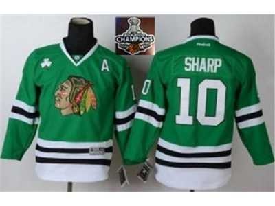 NHL Youth Chicago Blackhawks #10 patrick sharp Green 2015 Stanley Cup Champions jerseys