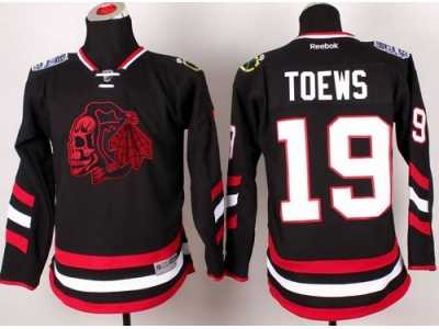 NHL Youth Chicago Blackhawks #19 Jonathan Toews Black(Red Skull) 2014 Stadium Series Stitched