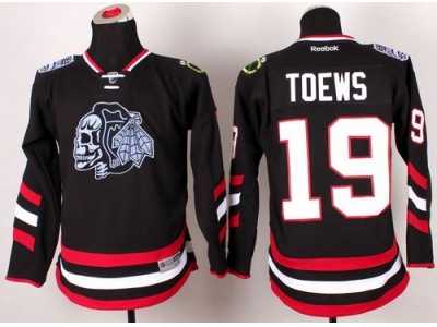 NHL Youth Chicago Blackhawks #19 Jonathan Toews Black(White Skull) 2014 Stadium Series Stitched