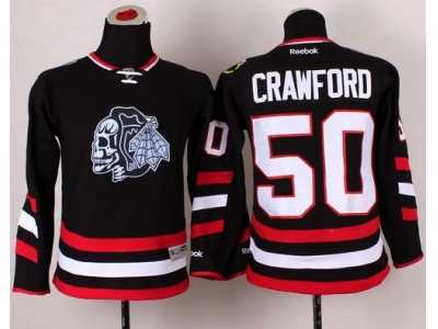 NHL Youth Chicago Blackhawks #50 Corey Crawford Black(White Skull) 2014 Stadium Series Stitched