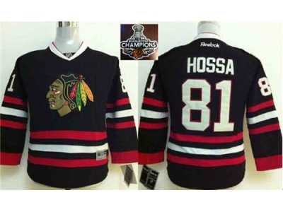 NHL Youth Chicago Blackhawks #81 Marian Hossa Black 2015 Stanley Cup Champions jerseys