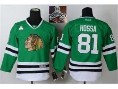 NHL Youth Chicago Blackhawks #81 Marian Hossa Green 2015 Stanley Cup Champions jerseys