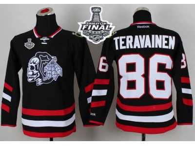 NHL Youth Chicago Blackhawks #86 Teuvo Teravainen Black(White Skull) 2014 Stadium Series 2015 Stanley Cup Stitched