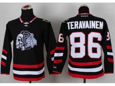 NHL Youth Chicago Blackhawks #86 Teuvo Teravainen Black(White Skull) 2014 Stadium Series Stitched