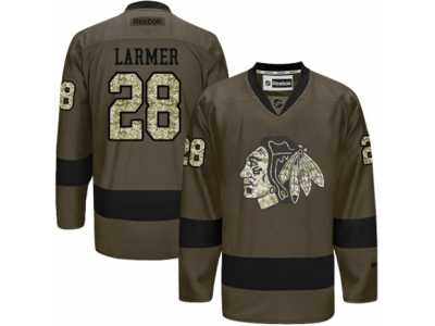 Youth Reebok Chicago Blackhawks #28 Steve Larmer Premier Green Salute to Service NHL Jersey
