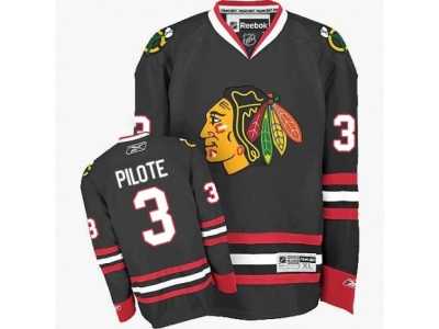 Youth Reebok Chicago Blackhawks #3 Pierre Pilote Premier Black Third NHL Jersey