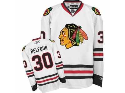 Youth Reebok Chicago Blackhawks #30 ED Belfour Premier White Away NHL Jersey