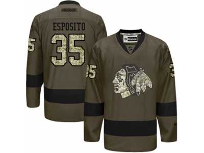 Youth Reebok Chicago Blackhawks #35 Tony Esposito Premier Green Salute to Service NHL Jersey