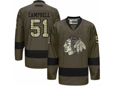 Youth Reebok Chicago Blackhawks #51 Brian Campbell Premier Green Salute to Service NHL Jersey