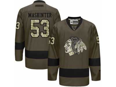 Youth Reebok Chicago Blackhawks #53 Brandon Mashinter Premier Green Salute to Service NHL Jersey