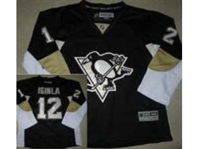 Youth NHL Pittsburgh Penguins #12 Jarome Iginla Black Jerseys
