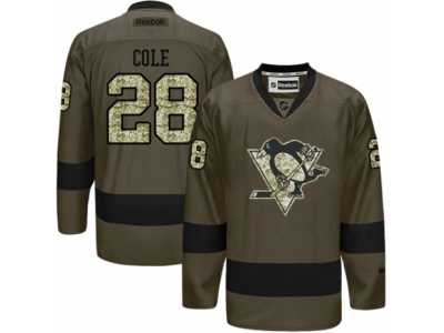 Youth Reebok Pittsburgh Penguins #28 Ian Cole Premier Green Salute to Service NHL Jersey
