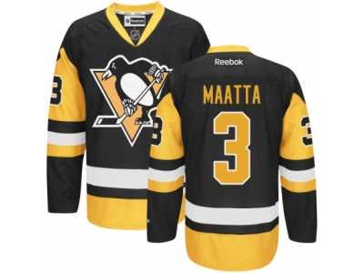 Youth Reebok Pittsburgh Penguins #3 Olli Maatta Premier Black Gold Third NHL Jersey