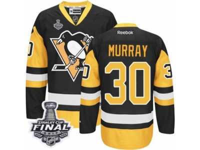 Youth Reebok Pittsburgh Penguins #30 Matt Murray Authentic Black Gold Third 2017 Stanley Cup Final NHL Jersey