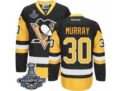 Youth Reebok Pittsburgh Penguins #30 Matt Murray Premier Black Gold Third 2017 Stanley Cup Champions NHL Jersey