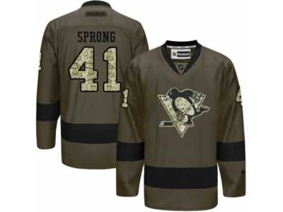 Youth Reebok Pittsburgh Penguins #41 Daniel Sprong Premier Green Salute to Service NHL Jersey