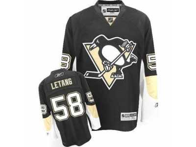 Youth Reebok Pittsburgh Penguins #58 Kris Letang Premier Black Home NHL Jersey