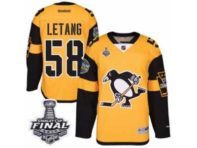 Youth Reebok Pittsburgh Penguins #58 Kris Letang Premier Gold 2017 Stadium Series 2017 Stanley Cup Final NHL Jersey
