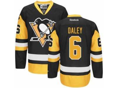 Youth Reebok Pittsburgh Penguins #6 Trevor Daley Premier Black Gold Third NHL Jersey