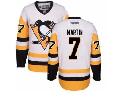 Youth Reebok Pittsburgh Penguins #7 Paul Martin Authentic White Away NHL Jersey