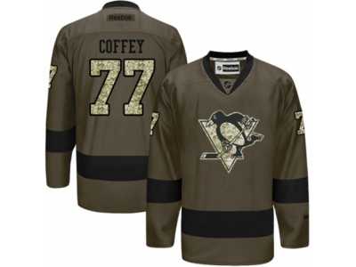 Youth Reebok Pittsburgh Penguins #77 Paul Coffey Premier Green Salute to Service NHL Jersey