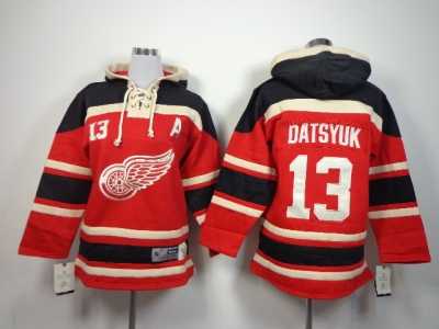 Youth nhl detroit red wings #13 datsyuk red-black[pullover hooded sweatshirt patch A]