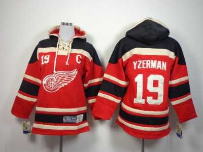 Youth nhl detroit red wings #19 yzerman red-black[pullover hooded sweatshirt patch C]