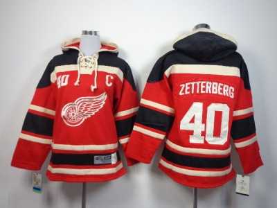 Youth nhl detroit red wings #40 zetterberg red-black[pullover hooded sweatshirt patch C]