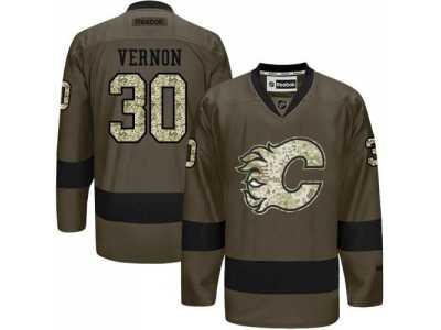 Calgary Flames #30 Mike Vernon Green Salute to Service Stitched NHL Jersey