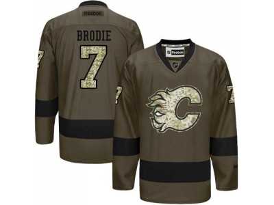 Calgary Flames #7 TJ Brodie Green Salute to Service Stitched NHL Jersey