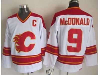 Calgary Flames #9 Lanny McDonald White CCM Throwback Stitched NHL Jersey