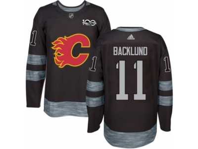 Men's Adidas Calgary Flames #11 Mikael Backlund Authentic Black 1917-2017 100th Anniversary NHL Jersey
