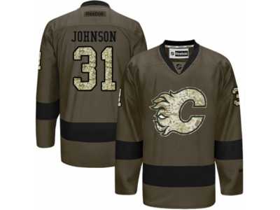 Men's Reebok Calgary Flames #31 Chad Johnson Authentic Green Salute to Service NHL Jersey