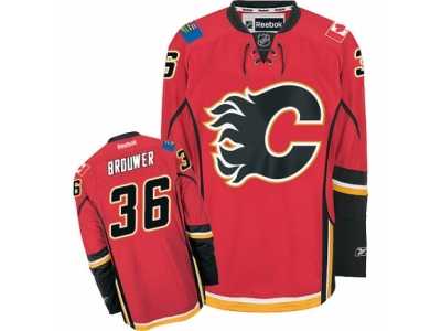 Men's Reebok Calgary Flames #36 Troy Brouwer Authentic Red Home NHL Jersey