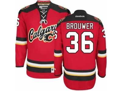 Men's Reebok Calgary Flames #36 Troy Brouwer Authentic Red New Third NHL Jersey
